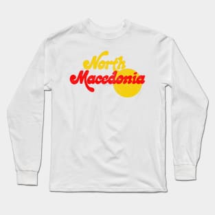 North Macedonia /  Retro Faded Style Typography Design Long Sleeve T-Shirt